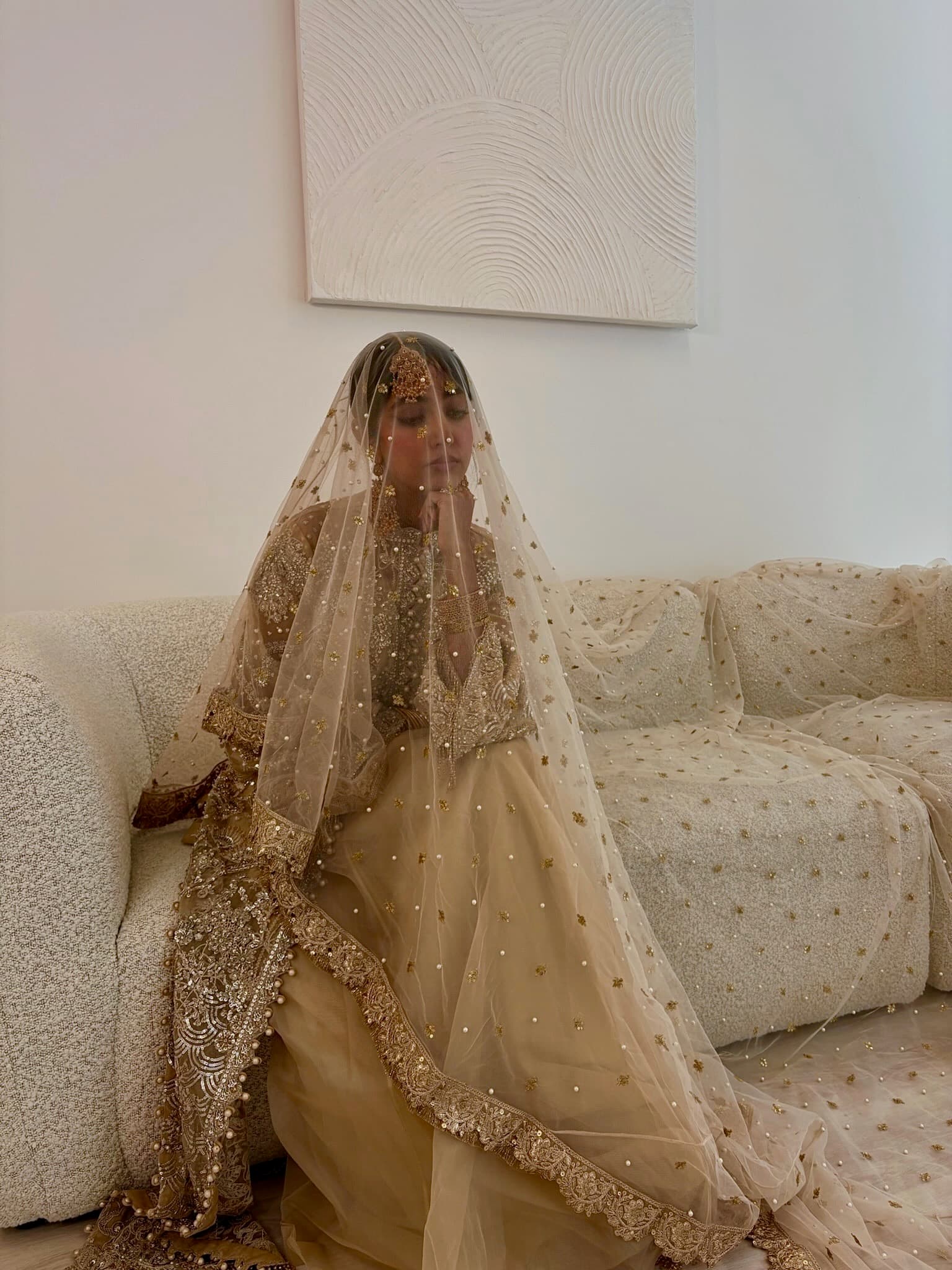 Mala crafting a nikkah veil